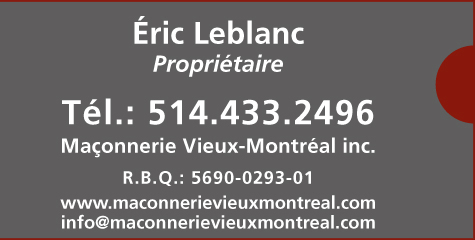 Adresse et téléphone de Maçonnerie Vieux-Montréal